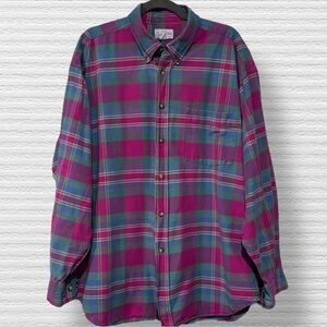 Vintage Parisians Signature Pink Blue Green Button Down